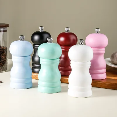 Manual Wood Pepper Grinder PU 4-inch Household Small Spice Grinding Bottle Pepper Mill Grinder
