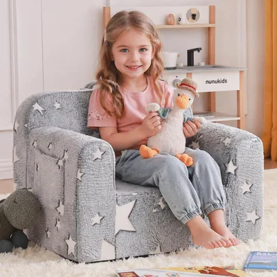 Kids Sofa, Childrens Couch with Carry Handle, Portable Toddler Foam Sofa Couch, Glow in the Dark Nursery Kids Couch