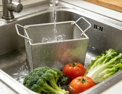 Micro Fine Hole Stainless Drain Basket Anti Drop Tiny Grain Sink Residue Separation Storage Tray