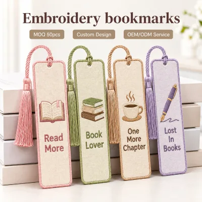 Ersonalized Hand Embroidered Fabric Bookmarks Motivational Bookmarkers with Tassels One-Stop OEM ODM Service Provider