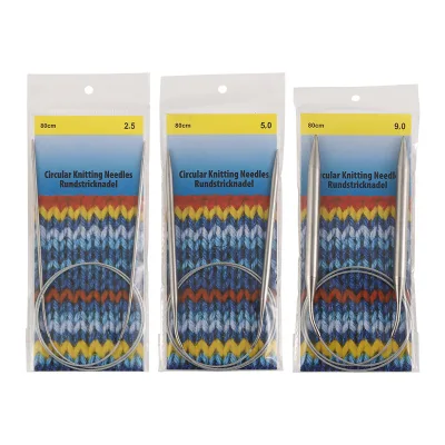Circular Knitting Needles 80cm 2.0-10.0mm Round Knitting Needles Stainless Sewing for Fast Knitting Sweater Sleeves