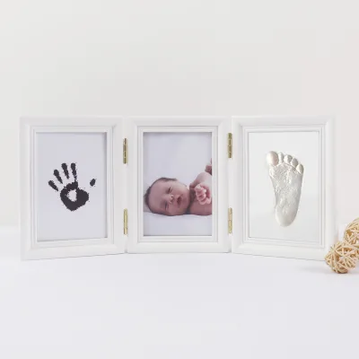 Baby Handprint Photo Frame Newborn 0-3M New Zealand Pine Waterproof Painting Inkpad Souvenir Table Gift Wholesale