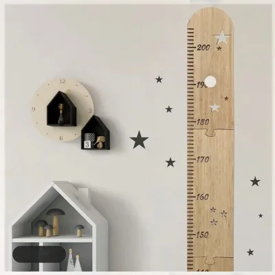 Ins Personalised Children's Day Gift Wooden Ruler Growth Height Chart Wood Wall Decor Ruler Growth Chart for Boys and Girls