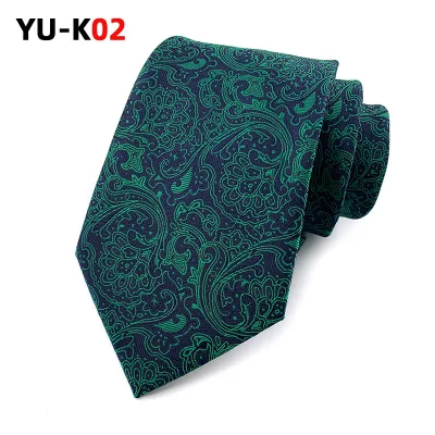 3.15inch Cashew Pattern Luxury Silk Necktie Grid Striped Necktie for Male Formal Meeting Dress Wear