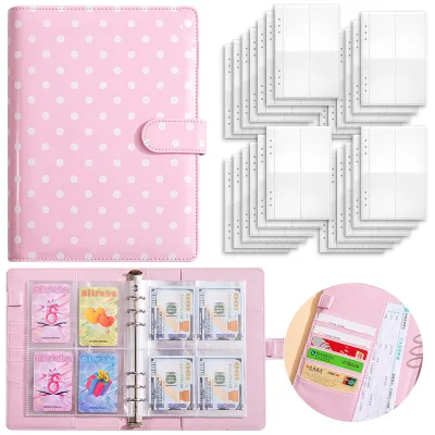 A5 Ring Binder Budget Planner Notebook, Custom Financial Planner Organizer with Multiple Card Slots and Work Record Pages