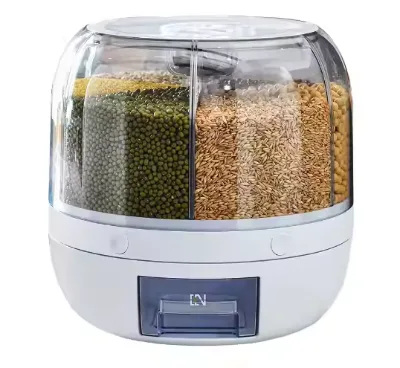 Rice Dispenser Grain Storage Kitchen 6-grid Rotating Food Grain Dispenser Cereal Storage Box Rice Container Dispenser Injection