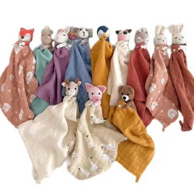 Wholesale Baby Comforter Security Blanket Cute Comforter Animal Head Style Blanket Organic Cotton Baby Comforter Toy