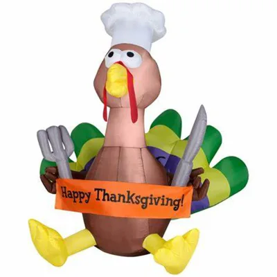 1.5m 5ft Lighted Home Bar Lawn Yard Outdoor Inflatable Turkey Thanksgivings Decoration