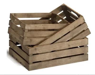 Rustic Farmhouse Decor Polished Reusable Wooden Storage Container Boxes Nesting Crates with Handles