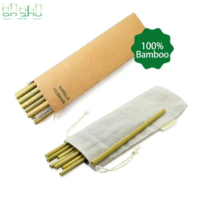 Custom Wide Bore Bamboo Drinking Straws Resable for Boba Tea Smoothies Juice Cafes and Beverage Shops