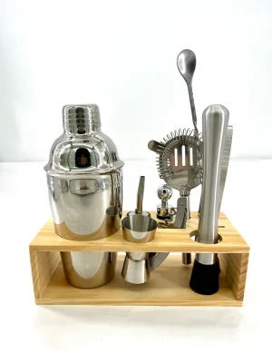 Stainless Steel Cocktail Shaker Set, Complete Barware Kit, Drink Mixing Gift Set for Home Bar & Kitchen