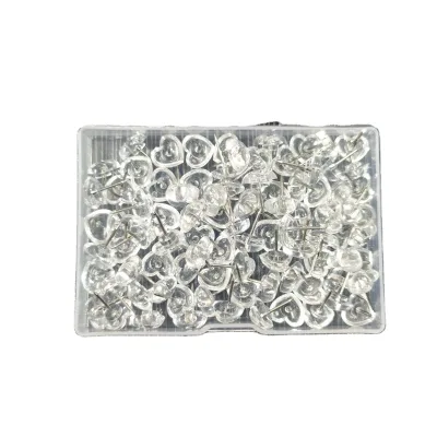 100 Pcs Heart Clear Push Pins,Transparent Heart Shaped Thumb Tacks for Posters, Office, Photo Maps