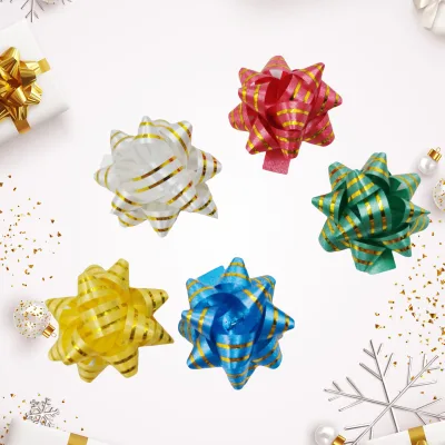 Multi Color 60PCS Star Bow for Gift Wrapping 1.5 Inch Mini Gift Bows Party