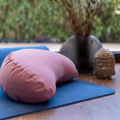 Crescent Meditation Cushion - Half Moon Yoga Bolster Pillow; Organic Cotton Zafu Meditation Cushion Filled W/Buckwheat Hulls