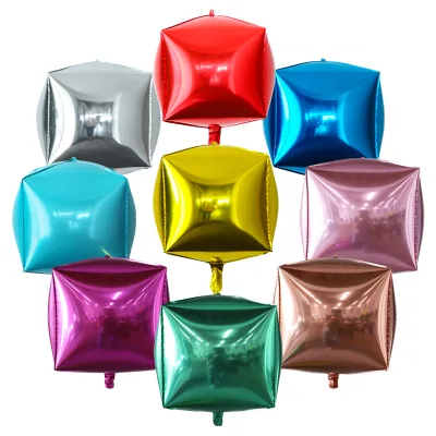 New 4D Chrome Metal Balloon 22inch Square Cube Party Helium Mylar Foil Globe Balloon for Halloween/Christmas Party Decoration