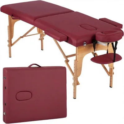 Professional Portable Massage Bed Wooden Frame Height Adjustable Folding Massage Table with Accessories