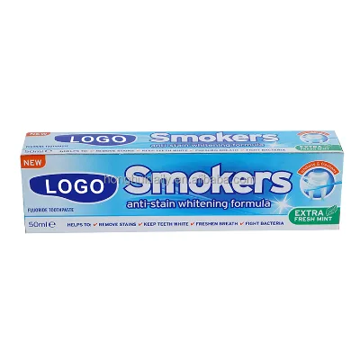 Customized Private Label 50ml Oral Care Toothpaste With Fluoride Stain Removal Teeth Whitening