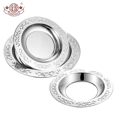 35CM Orchid Pattern Dinnerware Dishes Stainless Plates