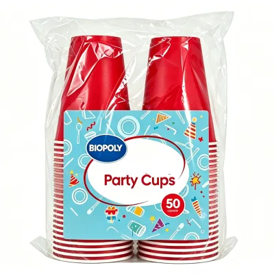 Custom Package 50 Count 12OZ 16OZ Summer Red Disposable Plastic Custom Party Cups with Straw