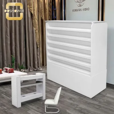 Luxury Modern White Nail Polish Rack Stainless Steel and Wood for Nail Bar Manicure Salon or Mall Use