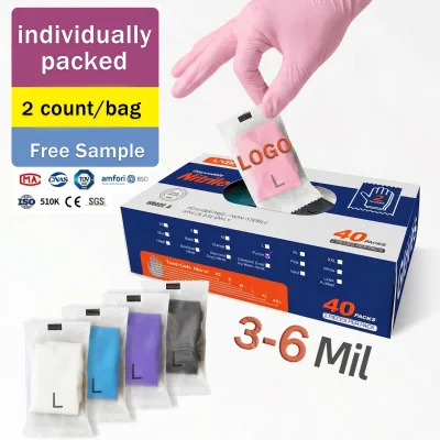510K Blue Nitrile Exam Gloves 2-Count Packs FBA Concierge Medicine VIP Dental Guantes Medicos Premium Pouches Powder Free Heat