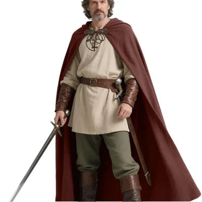 Medieval Hooded Cloak Renaissance Cape With Hood - Halloween Hobbit Cosplay Witch Wizard LARP