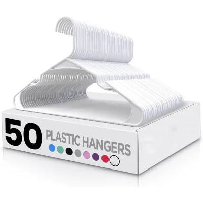 Home Clothes Hangers 50 Pack-White ABS Plastic Detachable Hangers Space Saving-Durable Coat Hanger Shoulder Grooves for Bag Use