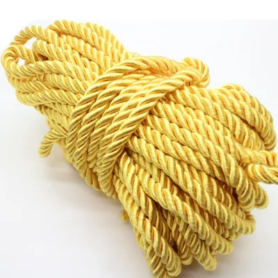 U Pick 10yds 5mm Decorative Twisted Satin Polyester Twine Cord Rope String Thread Shiny Garment Use Choker (07Yellow)