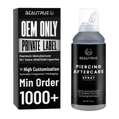 Custom Wholesale Aftercare Piercing Spray for Ear Nose Belly New Piercings Permanent Makeup Recovery Piercing Aftercare Spray