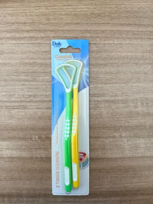 Tongue Scraping Silicone & Plastic Handle Reusable Anti-Slip Double Suction Card Laser Custom Logo Factory Wholesale
