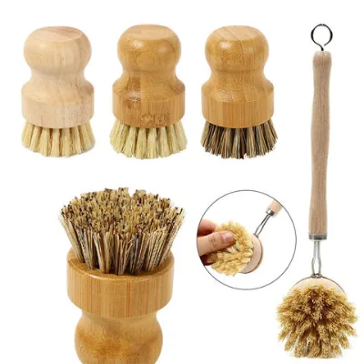 OEM Beech wood long and short handle pot brush kitchen supplies Sisal cleaning brush deck scrub brush scrub brush for home,kitchen
