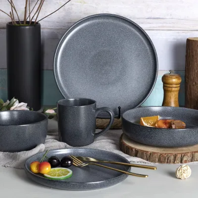 Classic Design Matte Glaze Dark Series Dinnerware Set for Hotels and Restaurants