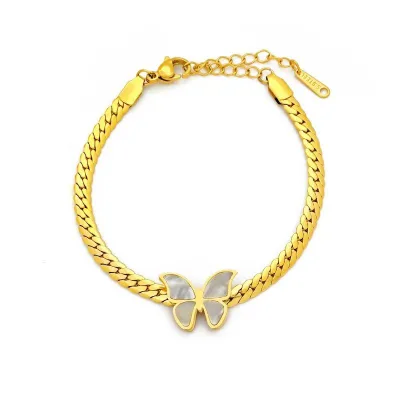 Latest Style Gold Plated Stainless Steel Jewelry Set Fashion Butterfly Necklace Bracelet Earrings-Stylish Necklaces