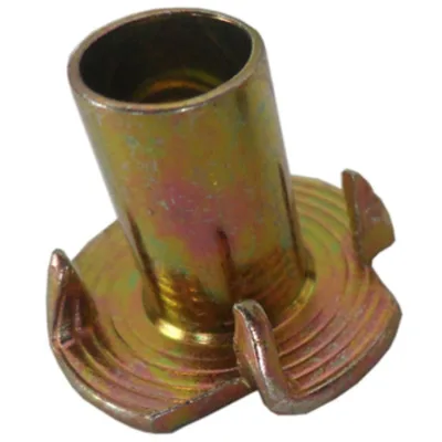 Steel T Nuts with 4 Prongs, ZP, YZ, Black/Gray Phosphated Plated