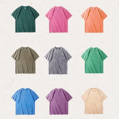 Streetwear Clothes 230 GSM Cotton Snow Washed Blank Tees Wholesale Oversized Drop Shoulder Pod Service Bulk Stocked T-shirts