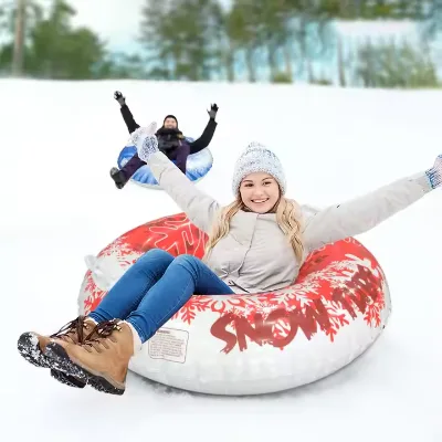 Custom Shape Logo Super Thickened PVC Eco-Friendly Snow Tubing Ring for Winter Fun