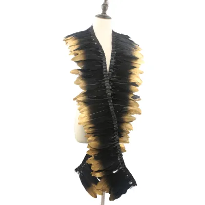 Wholesale White Big Size 15-20cm Black Gold Tip Goose Feather Ribbon