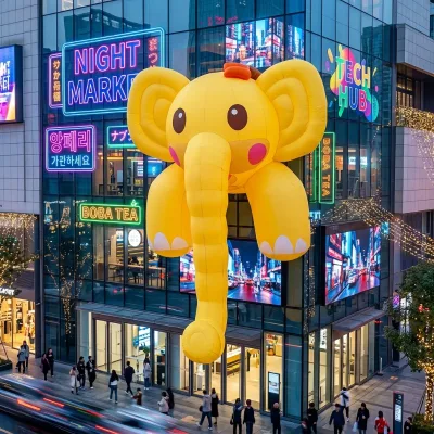 Glow-in-the-Dark Inflatable Elephant Device for Malls, Parks, and Zoos Decoration Props