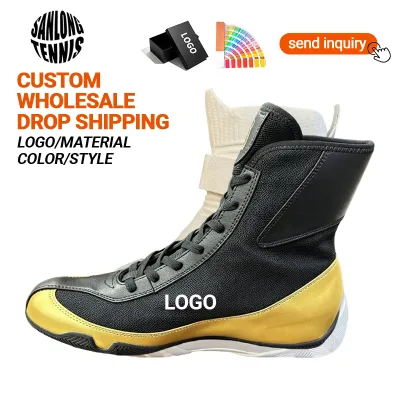 Custom Made High Top Men Boxing Shoes Factory Wholesale Customized Material Style for Martial Arts Boxing Training