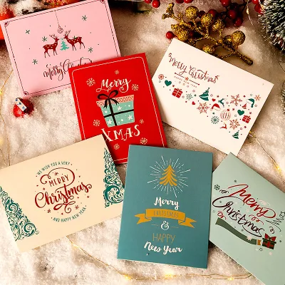 China Model 80029 Christmas Greeting Card Envelope Gift Box Fresh Natural Cardboard Four-color Printing Business Holiday