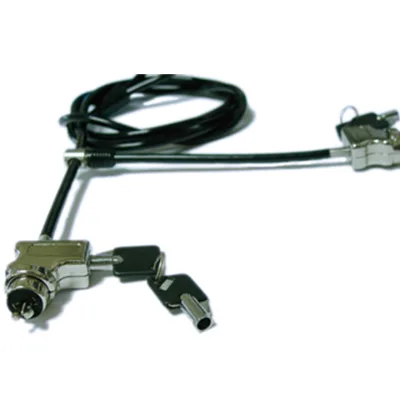 Zinc Alloy Rectangular Safety Padlock Chrome-Plated Single Lever Locking 5mm X 180cm Cable Lock for Notebook Laptop