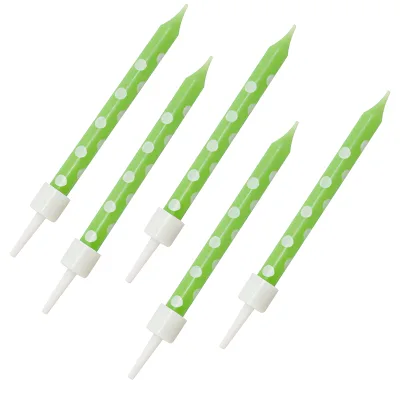Wholesale Eco-Friendly Unscented Birthday Candles Green Polka Dot Design Custom Colors Available Handmade China for New Year