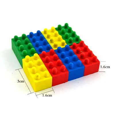 Promotional 3D DIY Fantasy Cool Trendy Building Block Puzzle Eraser in Blister Card Packing for Kid Toy