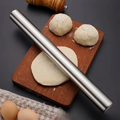 20/25/30cm Stainless Steel Non-Stick Rolling Roller Dough Bake Pizza Pastry Embossed Roller Surface Rolling Pin Kitchen Utensils