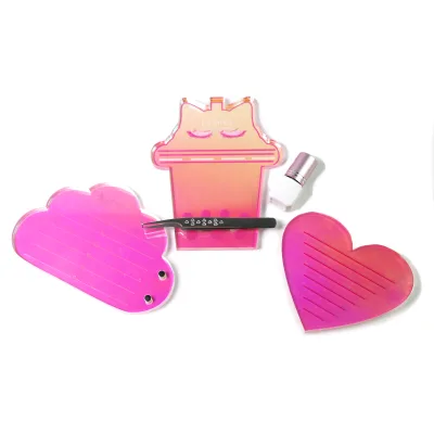 Accept Custom Logo Colorful Laser Acrylic Magnetic Lash Tile Heart Shape Lash Tile Eyelash Extension Pallets