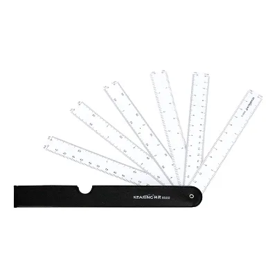 Kearing Fan Shaped Premium Plastic Multifunctional Scale Ruler with Leather Protective Sheath for Architects Engineers#8500-6