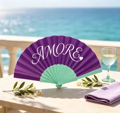 BSBH Custom Design Italian Style Printed Eco-Friendly Plastic Hand Fan Wedding Party Favors Clack Fan Custom Logo Bulk Order