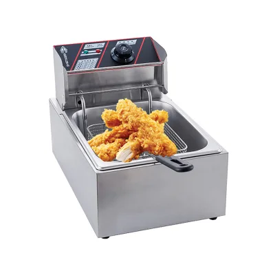 Gosonic Aer Stainless Steel 6L Portable Electric Fryer with Adjustable Thermostat Control Overheat Protection for Household Use