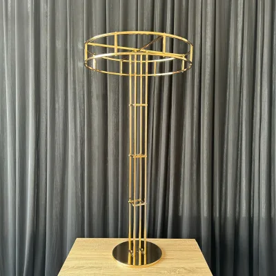 Gold Plated Wedding Metal Flower Stand Geometric Centerpiece Party Decor Floral Display Stand