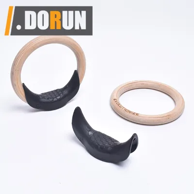Gymnastics Rings 600lbs Wooden Gym Suspension Trainers with Anti-slip Grip Cover RAPID RINGS